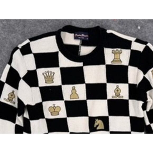 Rowing Blazers Lewis Chessman Knitted Chess Sweater Size XL - Picture 4 of 7